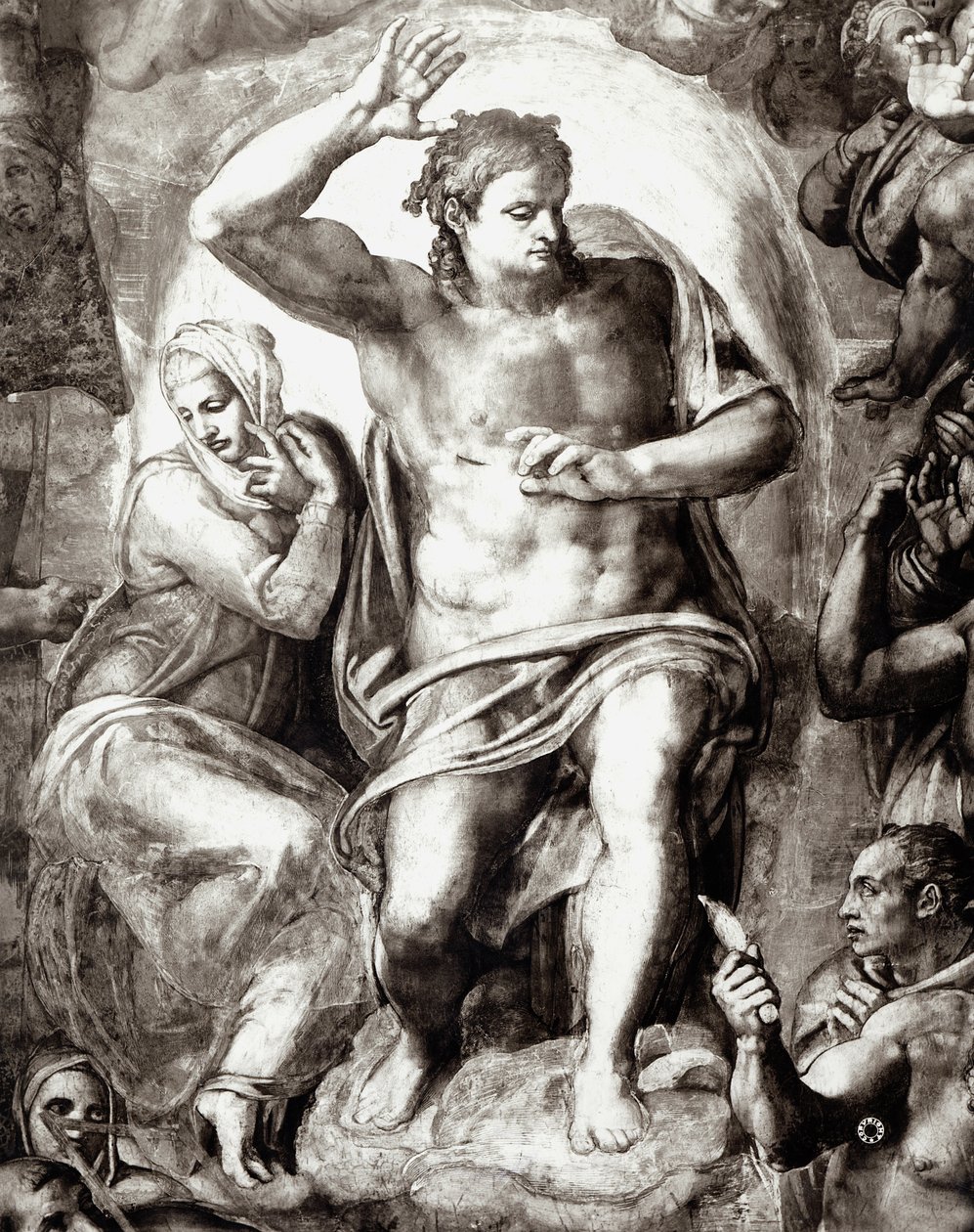 Kristus, detalje fra The Last Judgement, 1538-41 af Michelangelo Buonarroti