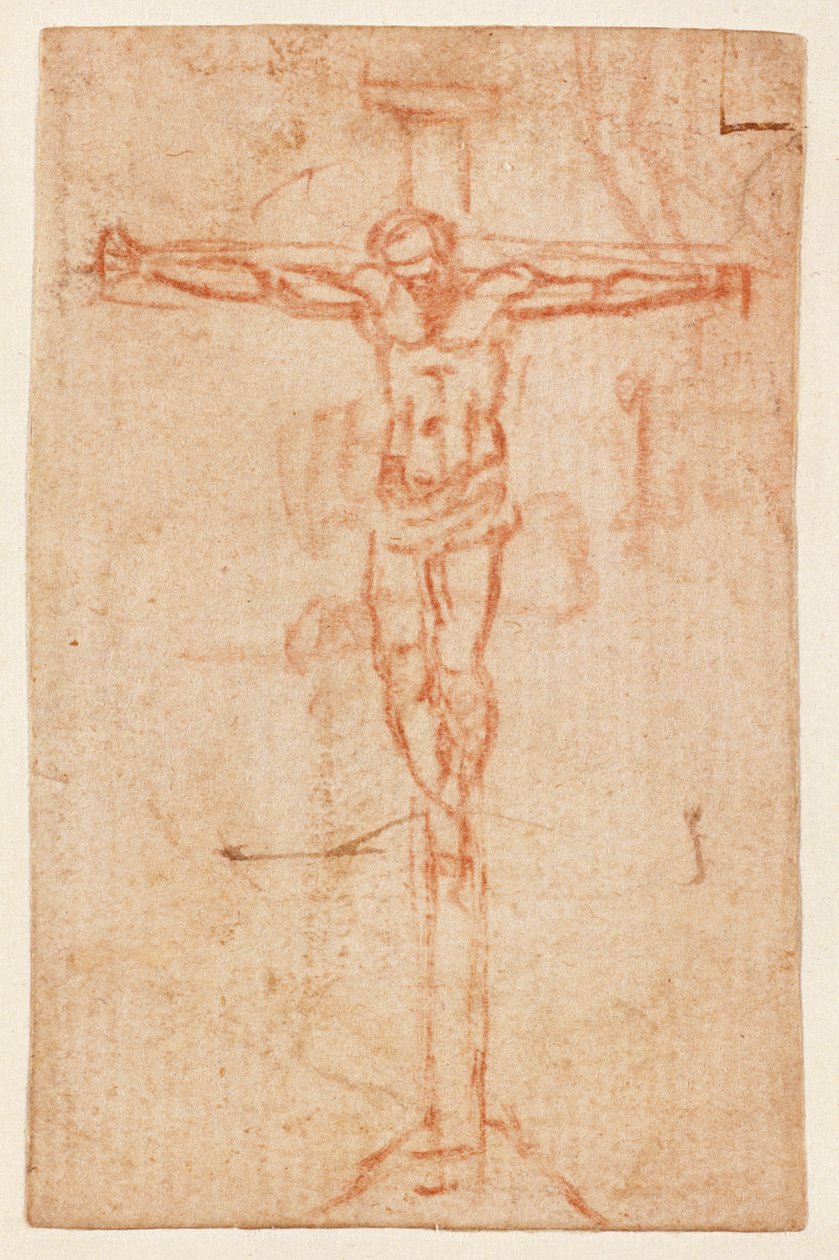 Kristus på korset (rødt kridt på papir) af Michelangelo Buonarroti