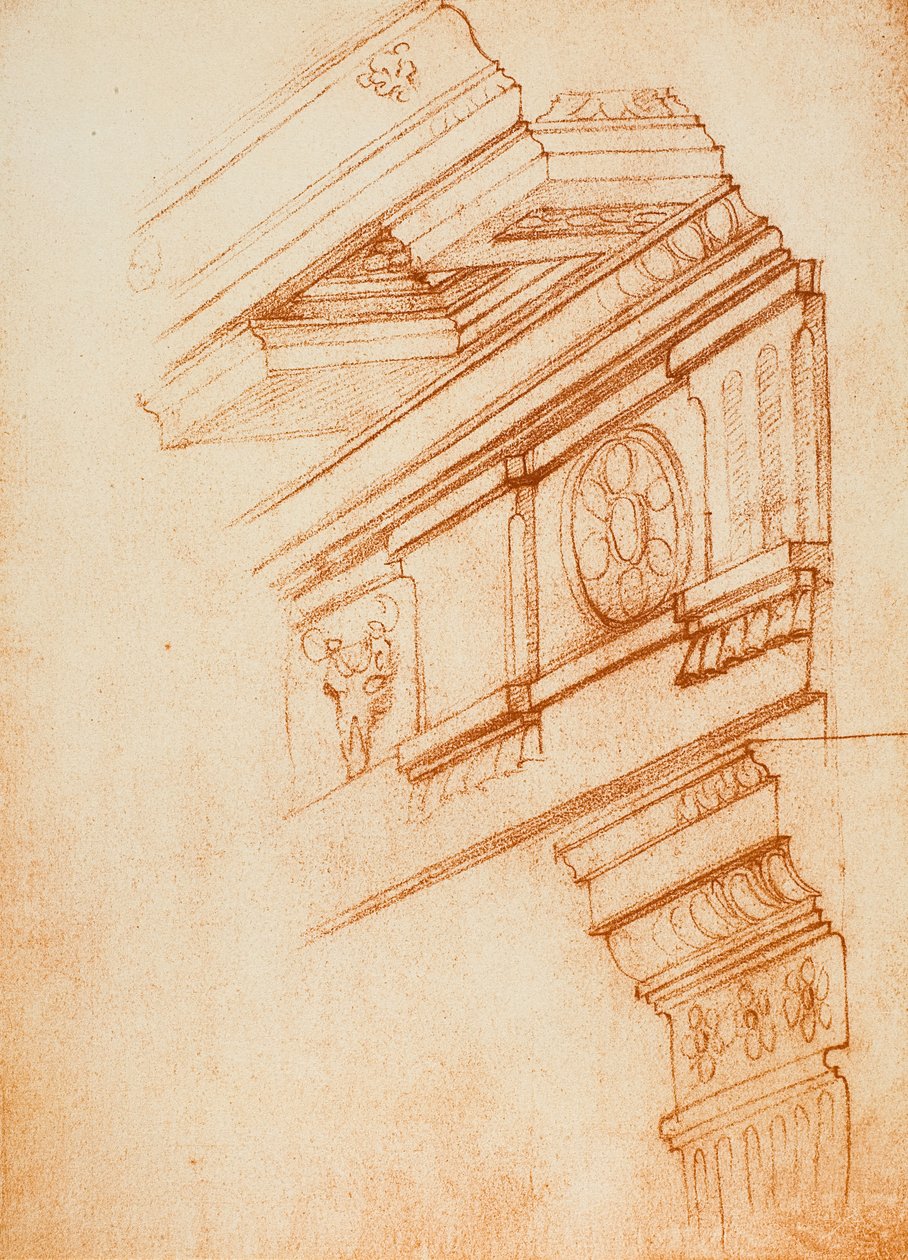 Gesimser, entablaturer og kapitæler; tegning af Michelangelo. Casa Buonarroti, Firenze af Michelangelo Buonarroti