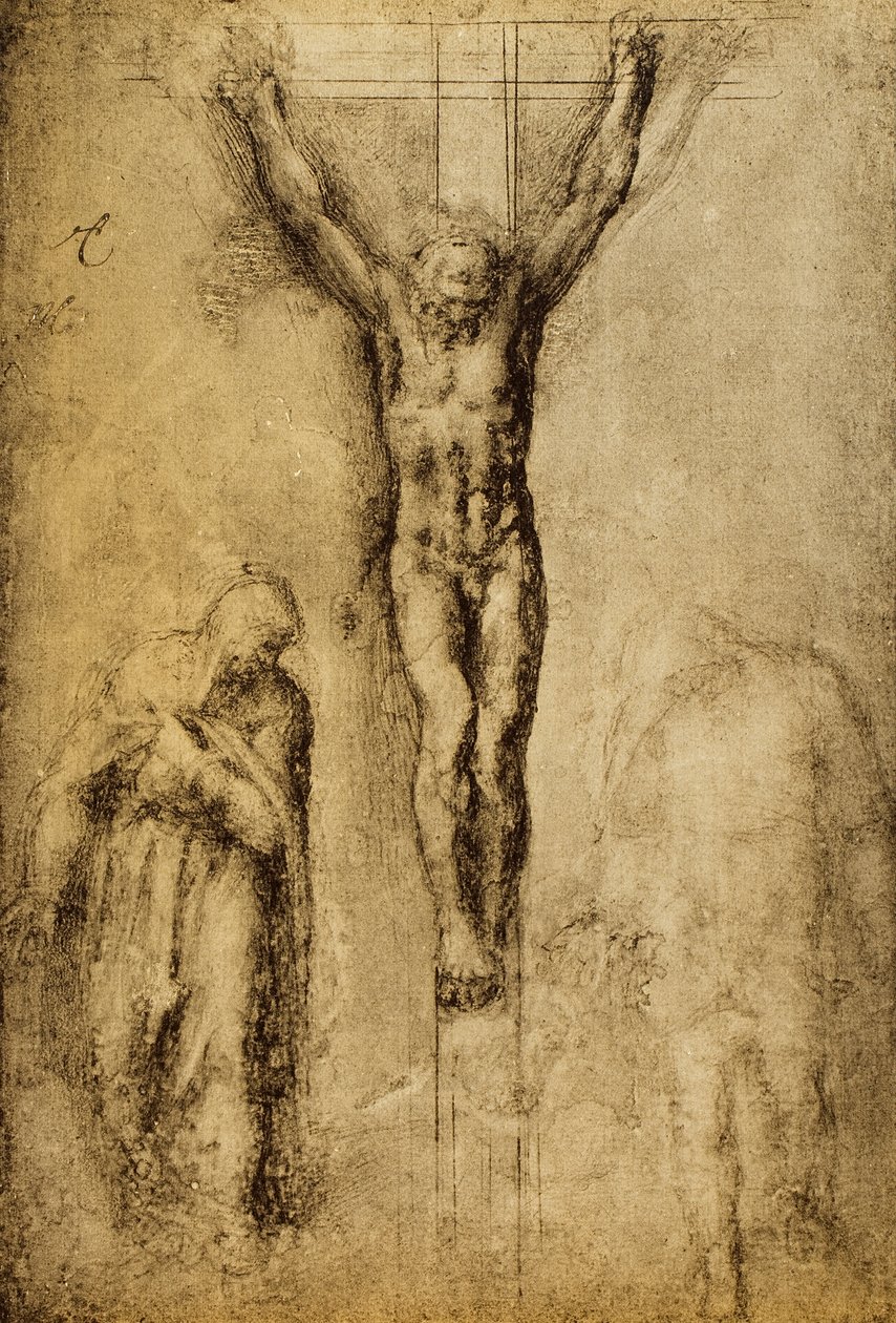 Korsfæstelse; tegning af Michelangelo. Louvre, Paris af Michelangelo Buonarroti