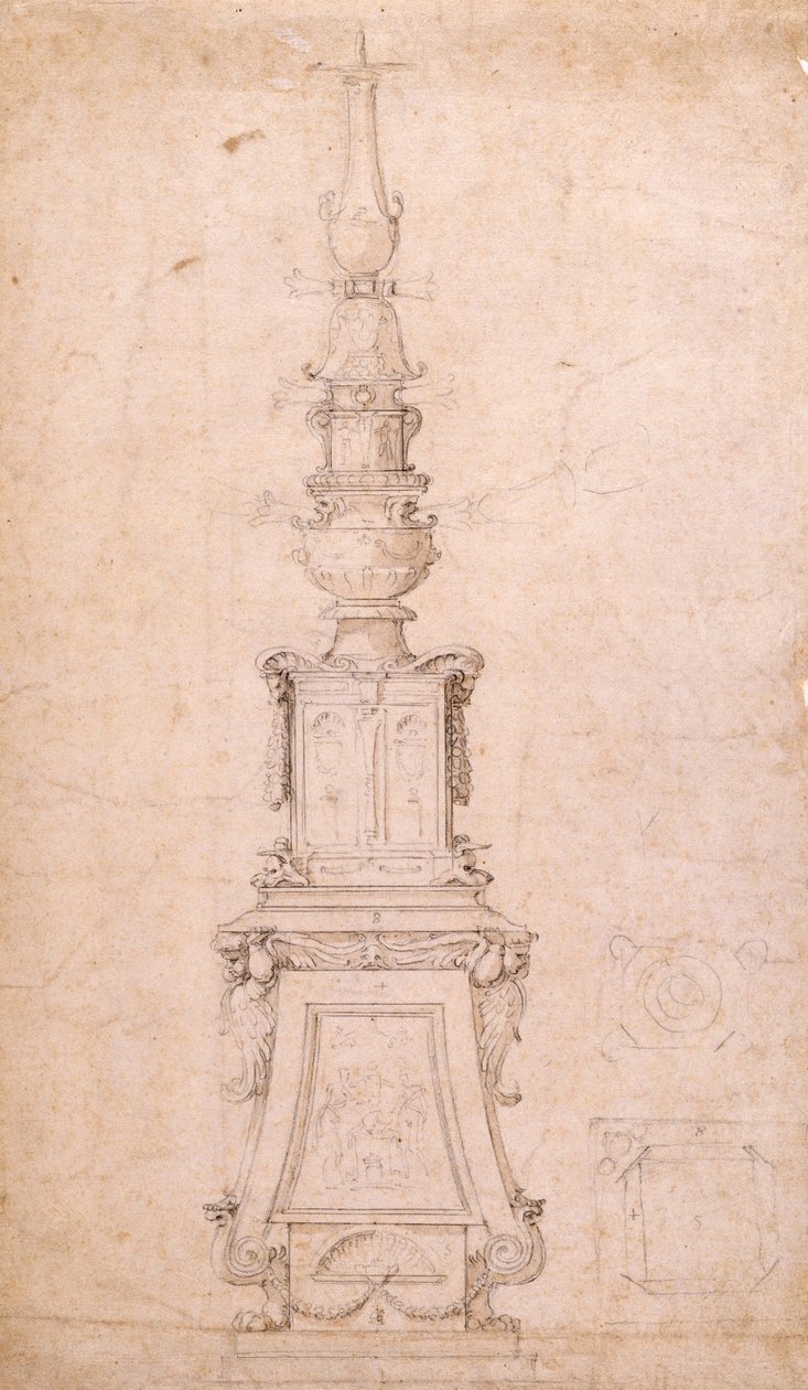 Design til en lysekrone af Michelangelo Buonarroti