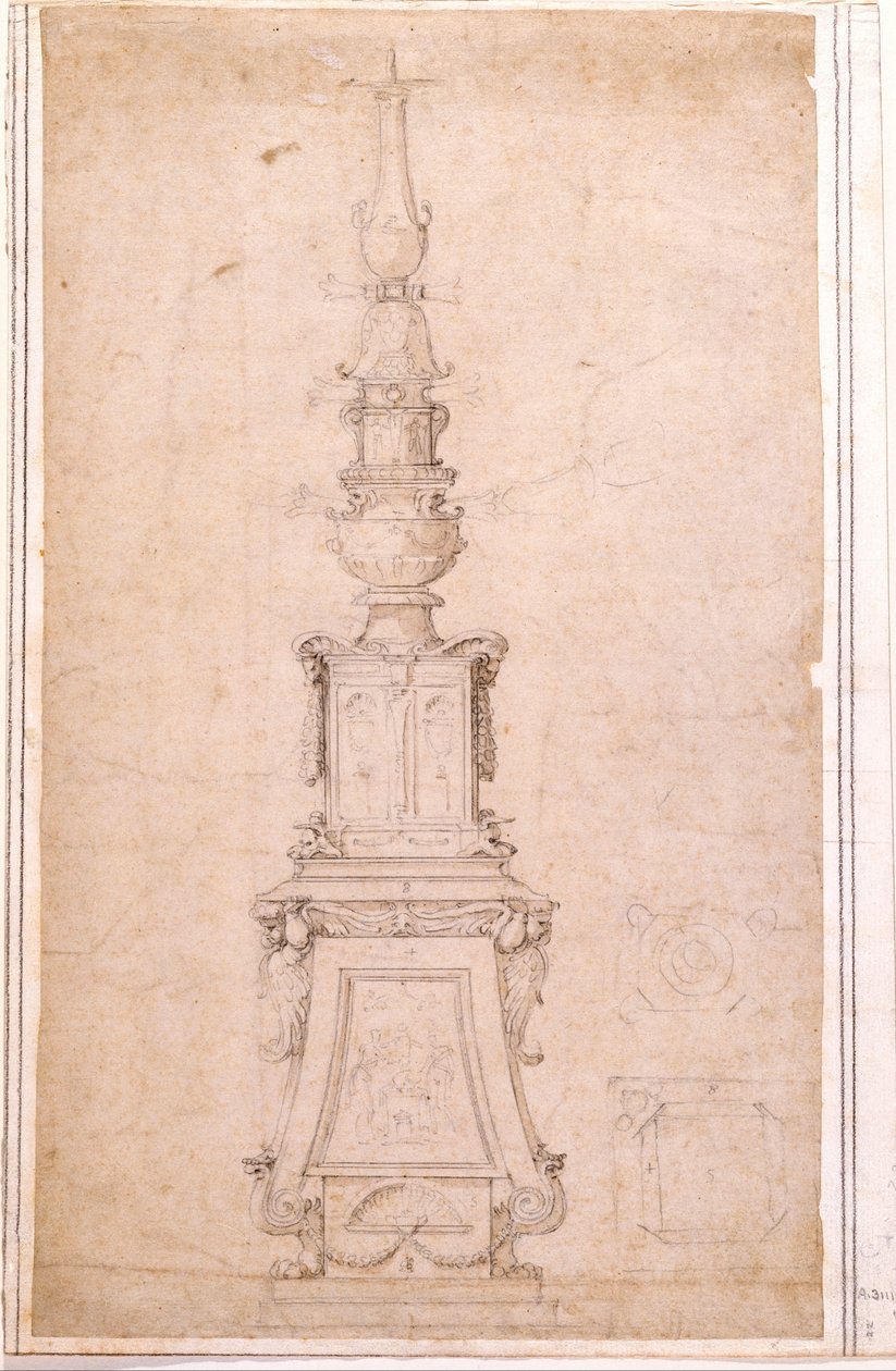 Design til en lysekrone af Michelangelo Buonarroti