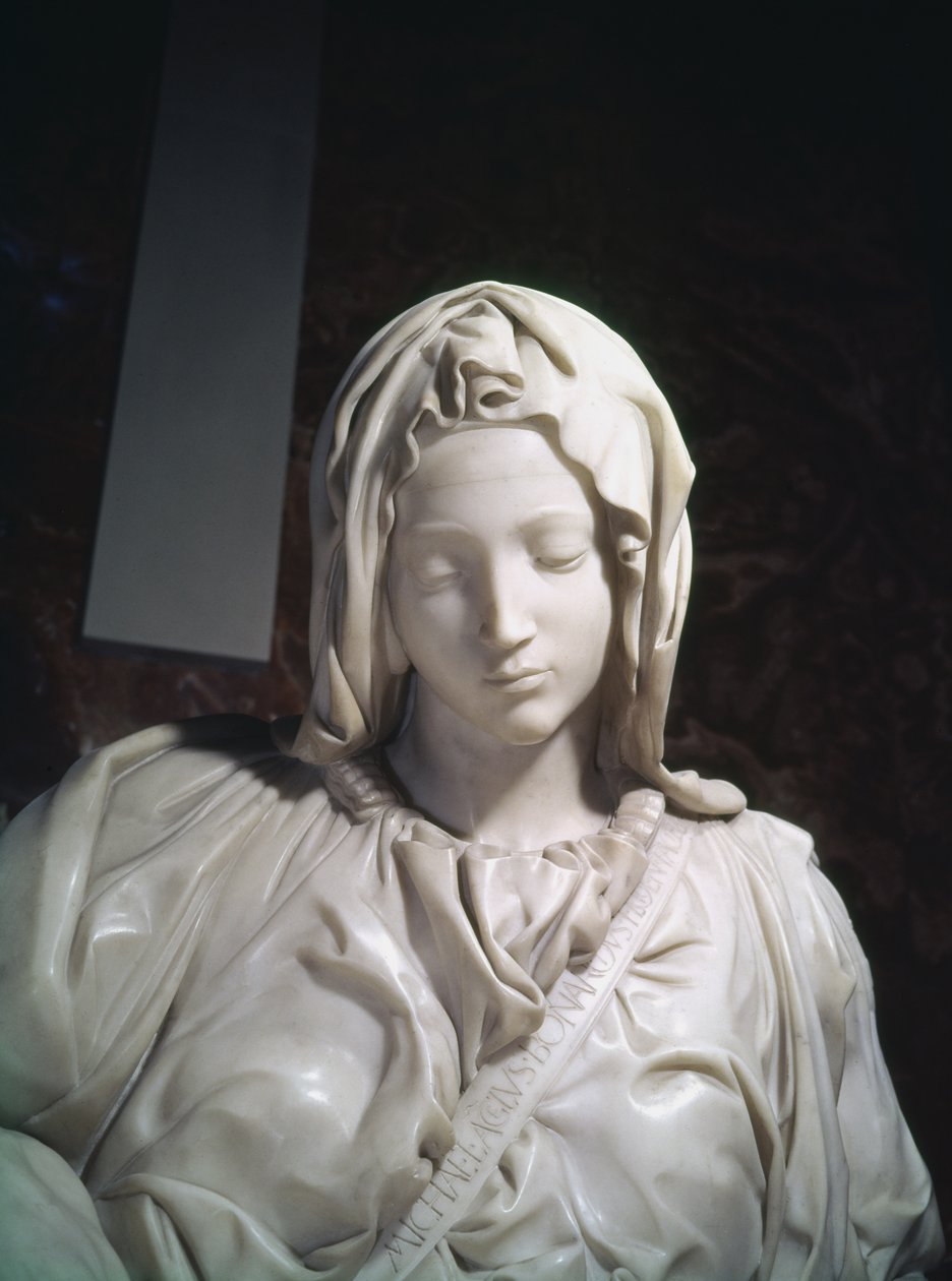 Detalje af Pietàen, 1498-99 marmor af Michelangelo Buonarroti