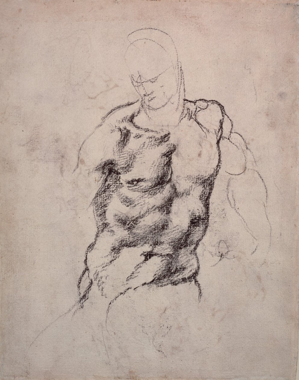 Figurstudie (kul på papir) af Michelangelo Buonarroti