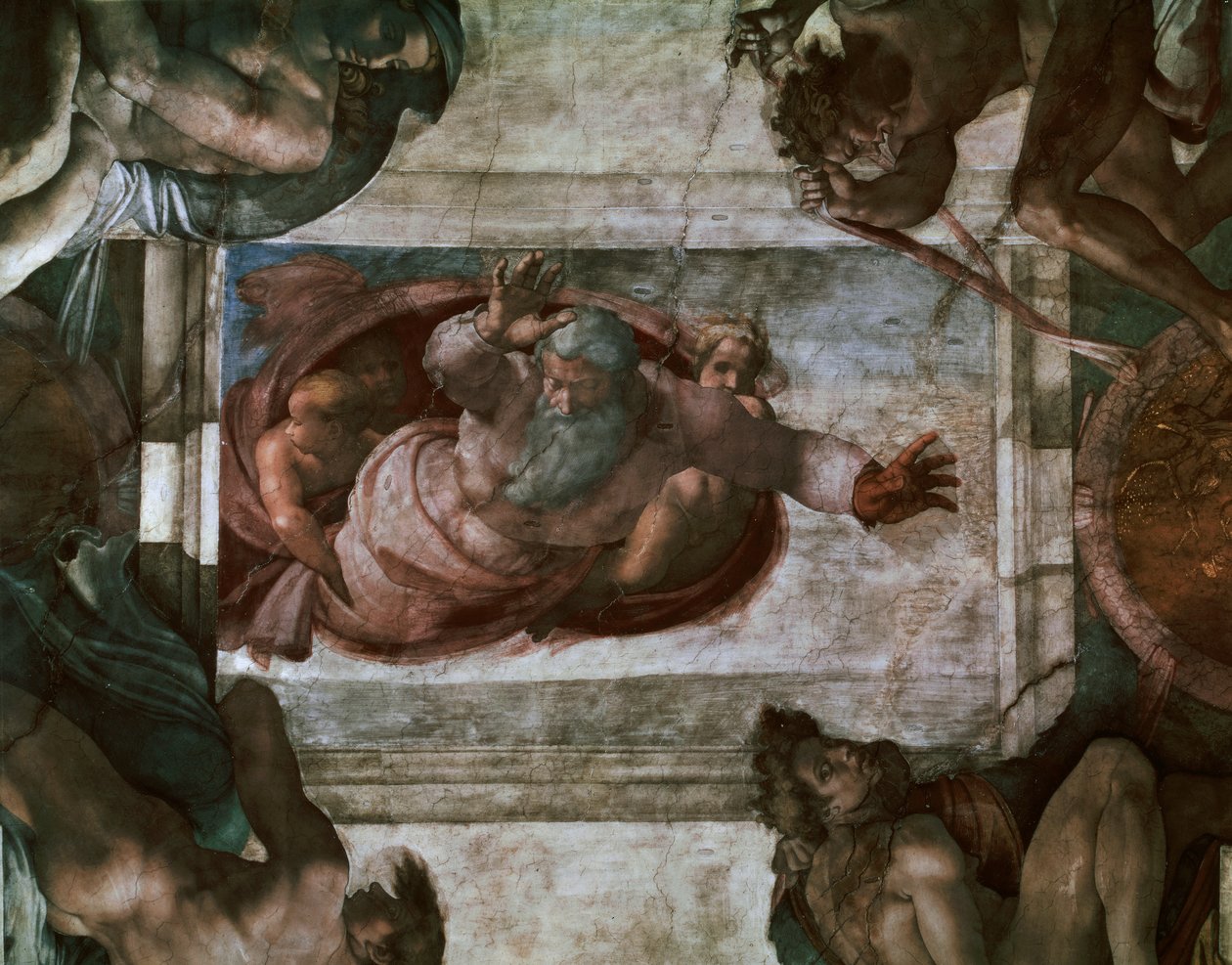 God Separing the Waters, detalje fra loftet i Det Sixtinske Kapel, 1508-12 af Michelangelo Buonarroti