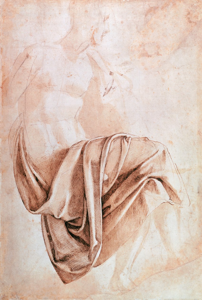 Inv. 1887-5-2-118 Recto (W.10) Studie af draperi (tegning) af Michelangelo Buonarroti