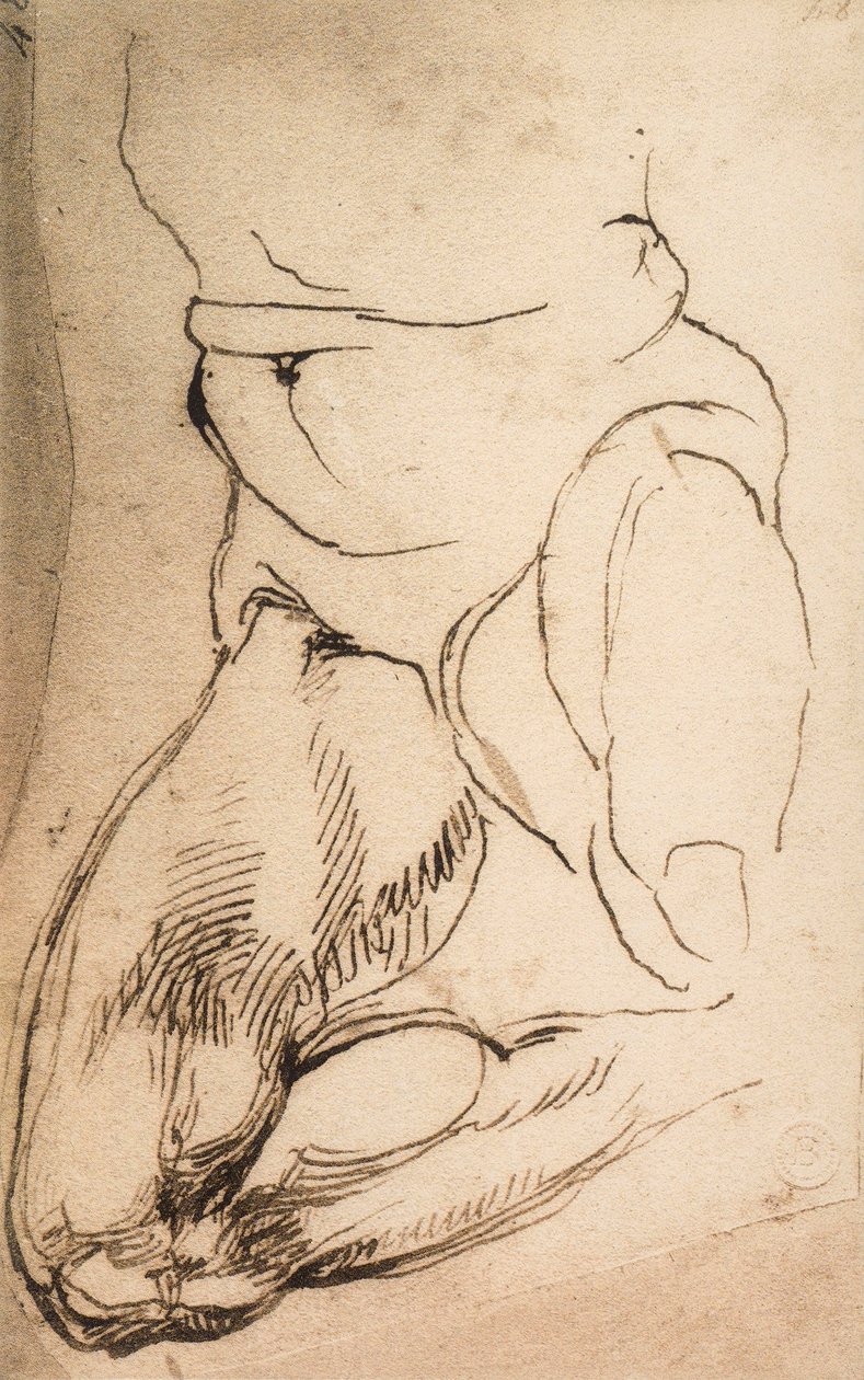 Knælende mandsfigur; tegning af Michelangelo. Casa Buonarroti, Firenze af Michelangelo Buonarroti