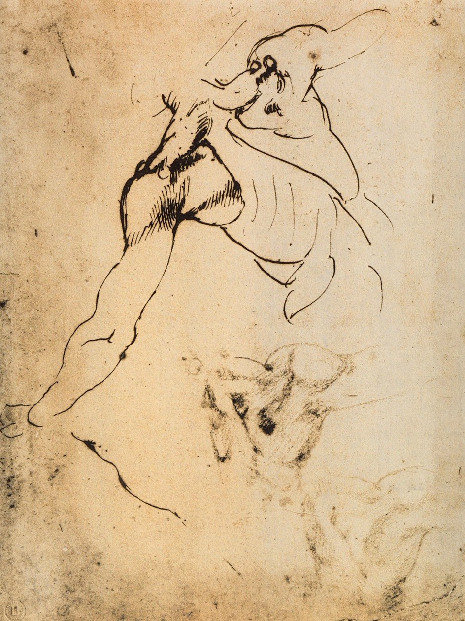 Mandlig anatomisk undersøgelse; tegning af Michelangelo. Casa Buonarroti, Firenze af Michelangelo Buonarroti
