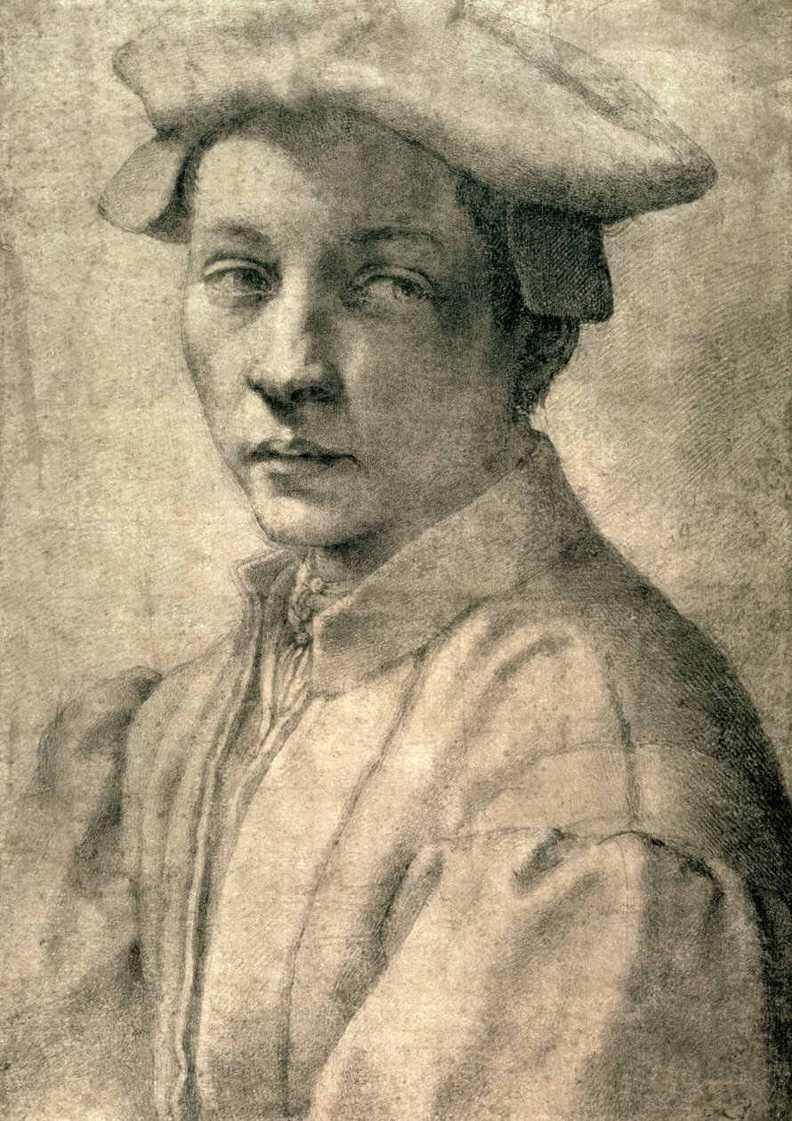 Portræt af Andrea Quaratesi, ca. 1532 (sort kridt på papir) af Michelangelo Buonarroti