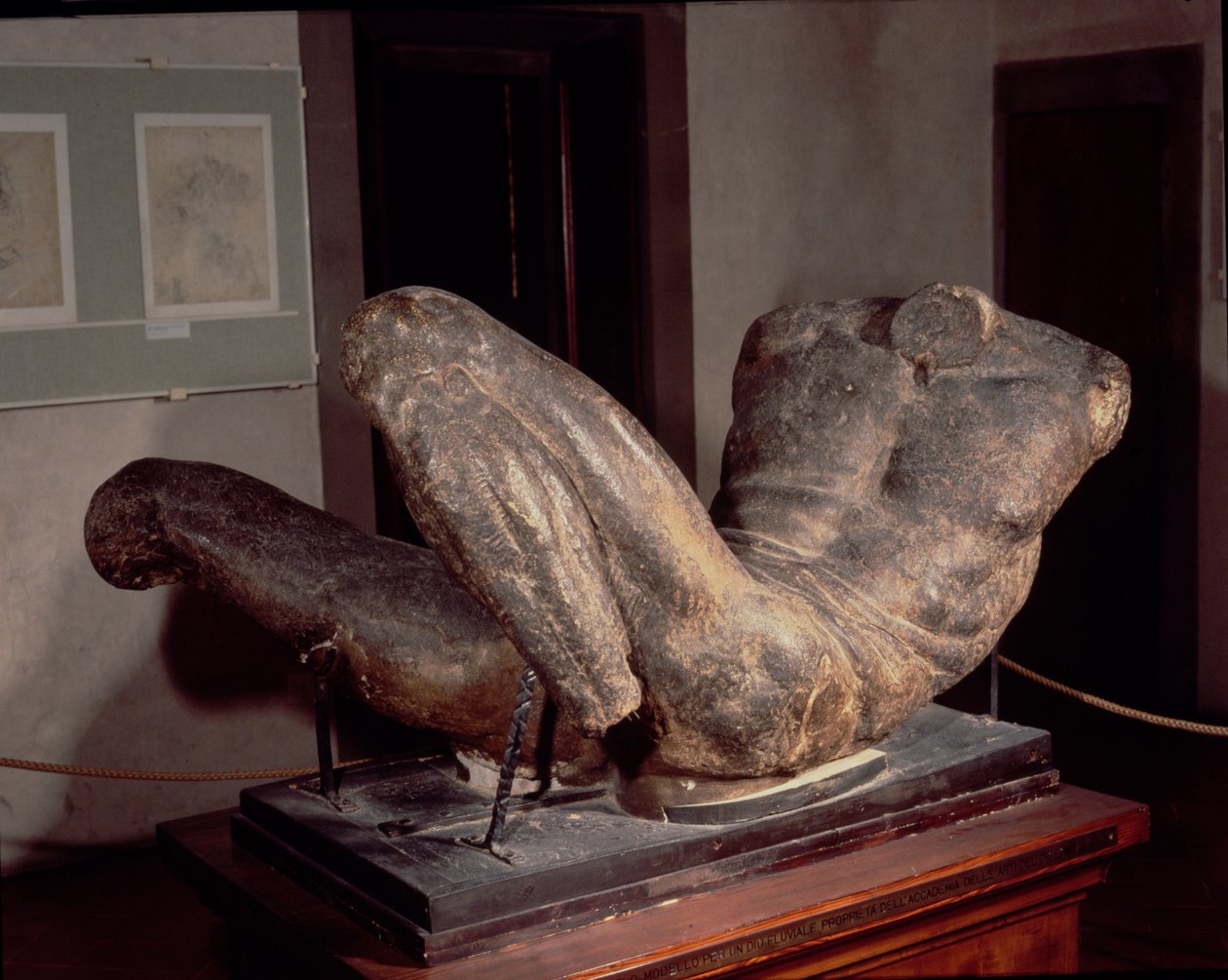 Flodgud, ca.1524-27 (ubrændt ler, flodsand, tråd, net og plantefibre) af Michelangelo Buonarroti