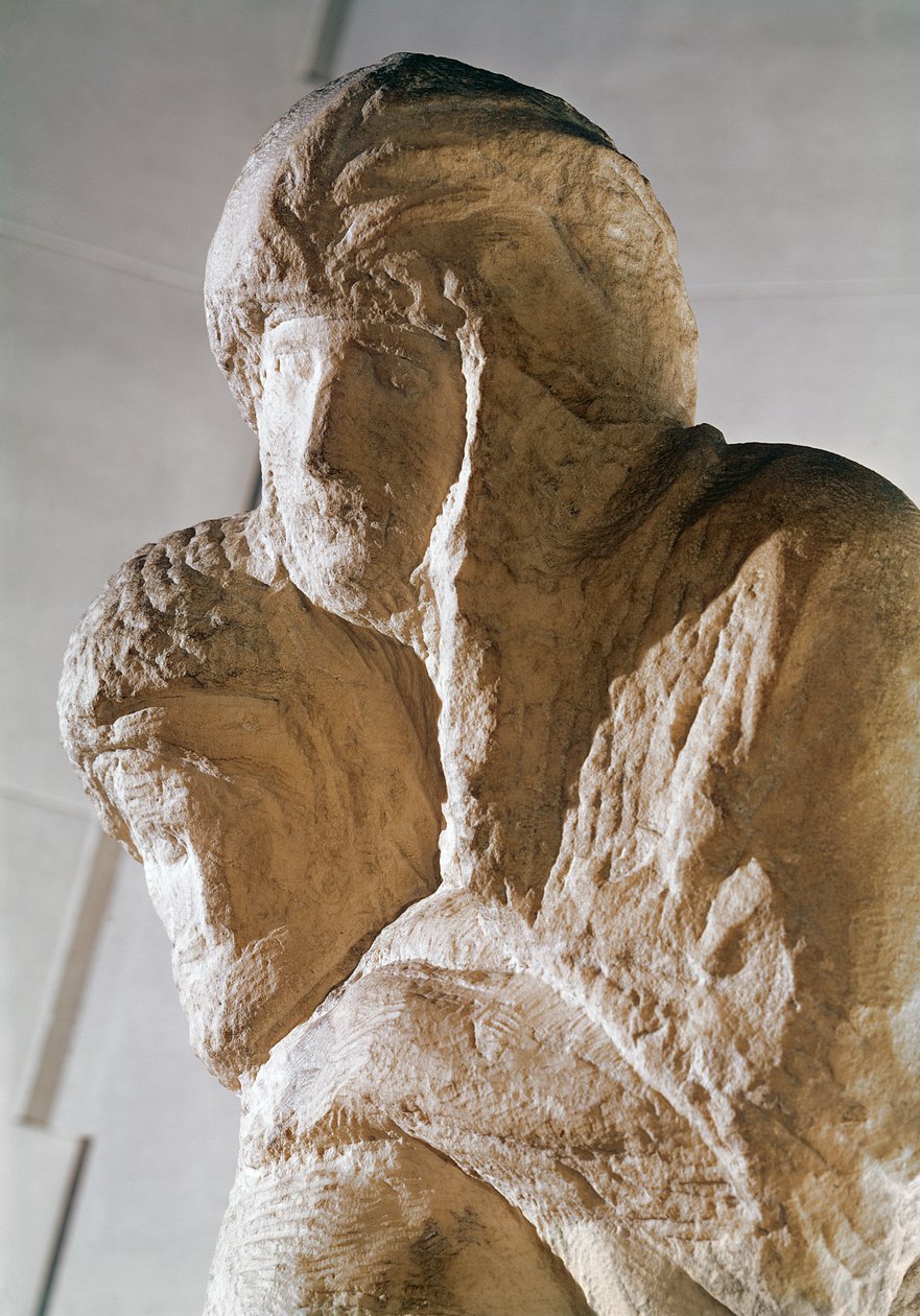 Rondanini Pieta, detalje af Kristi og Marias hoveder marmor af Michelangelo Buonarroti