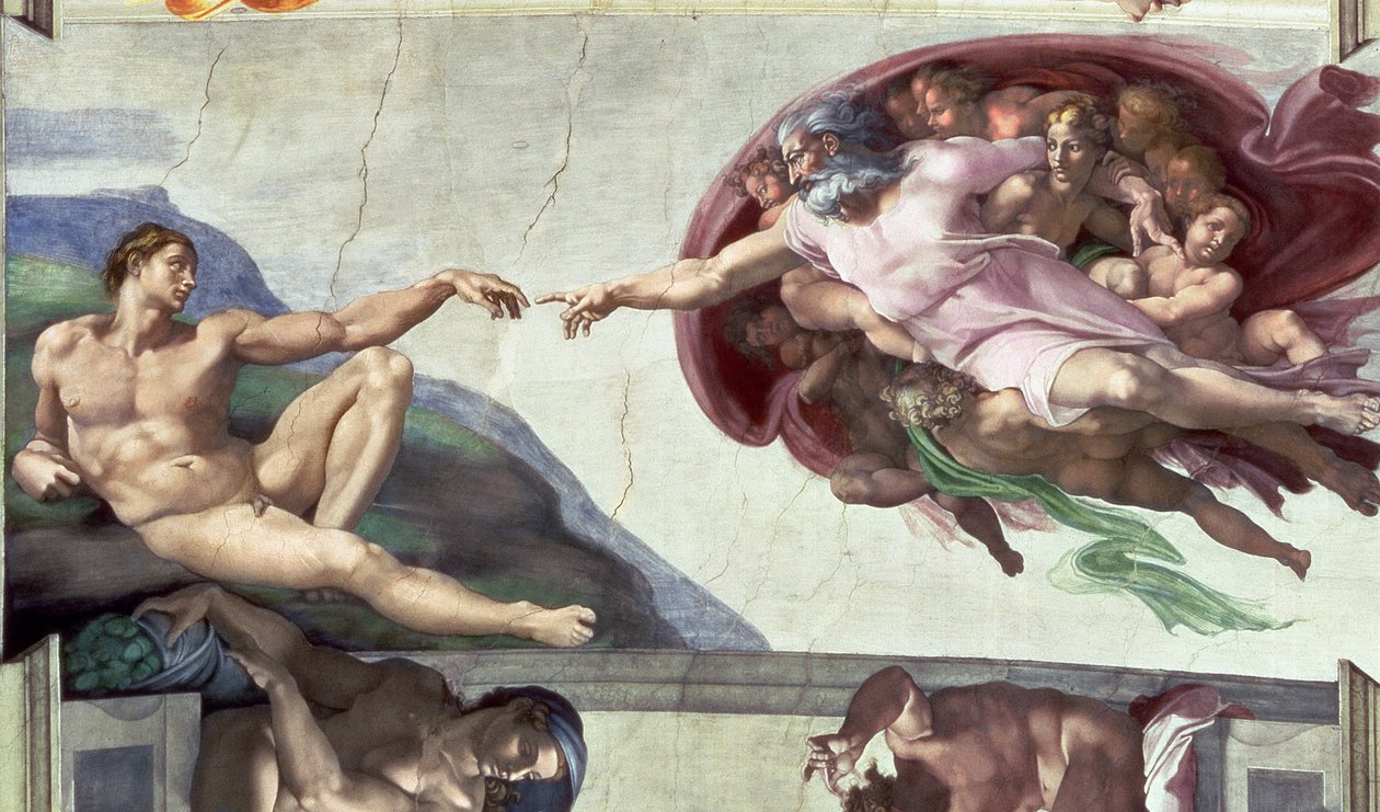 Det Sixtinske Kapel Loft (1508-12): Skabelsen af Adam af Michelangelo Buonarroti