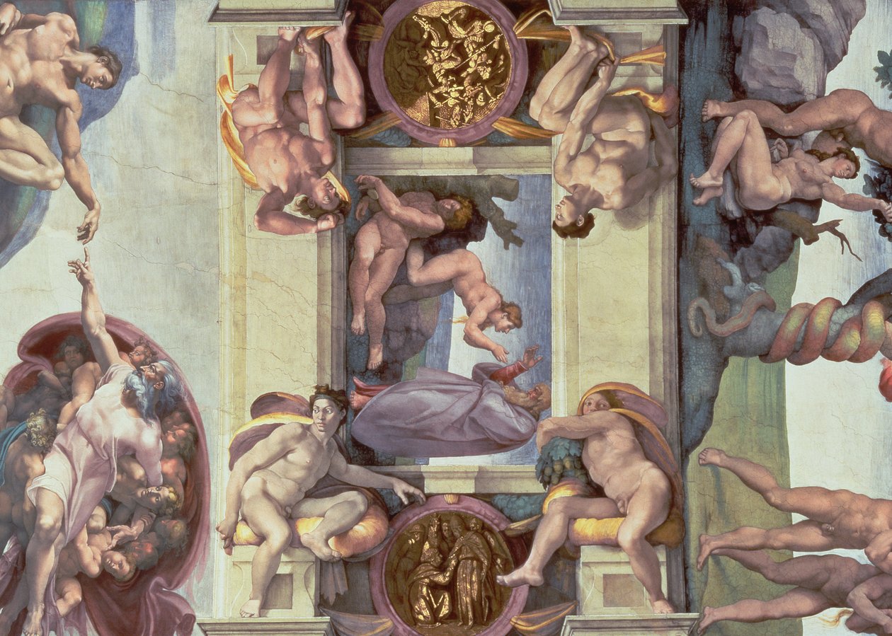 Det sixtinske kapel loft (1508-12): The Creation of Eva, 1510 (efter restaurering) af Michelangelo Buonarroti