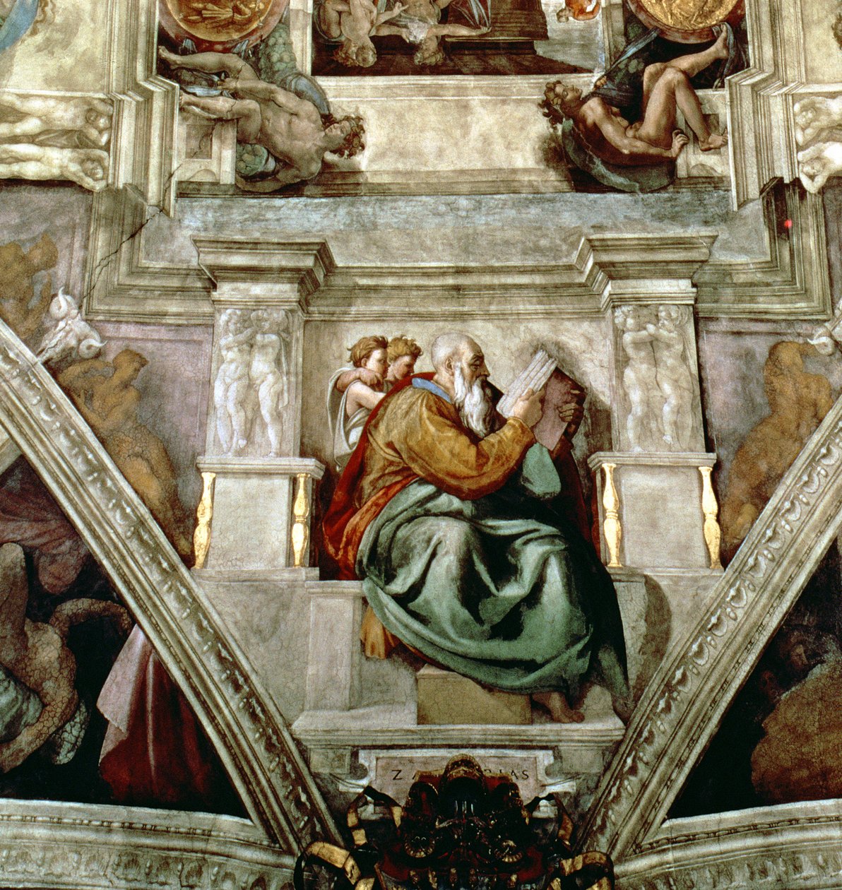 Det Sixtinske Kapel Loft, 1508-12 (detalje af 177197) af Michelangelo Buonarroti