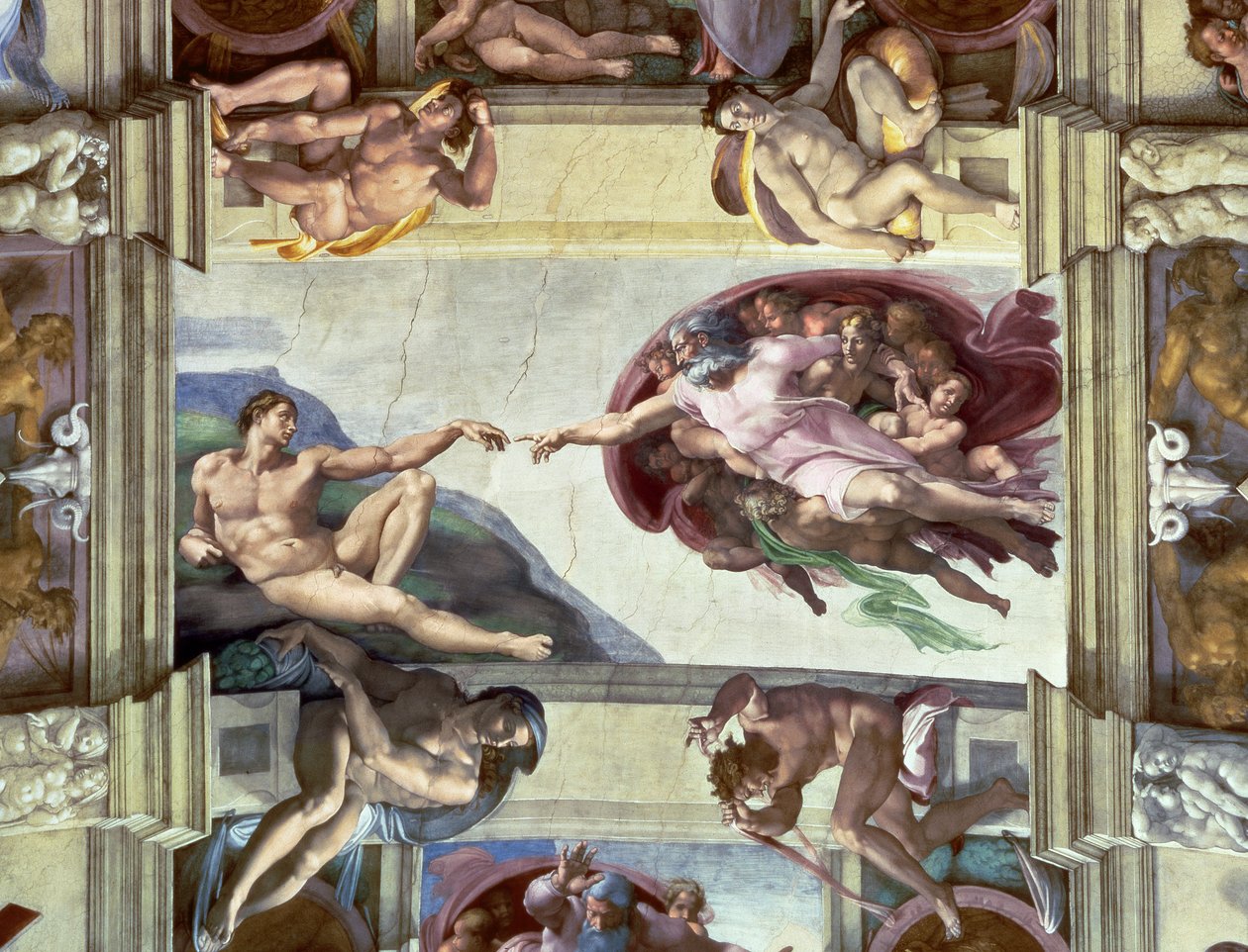 Det Sixtinske Kapel Loft: Skabelsen af Adam, 1510 af Michelangelo Buonarroti