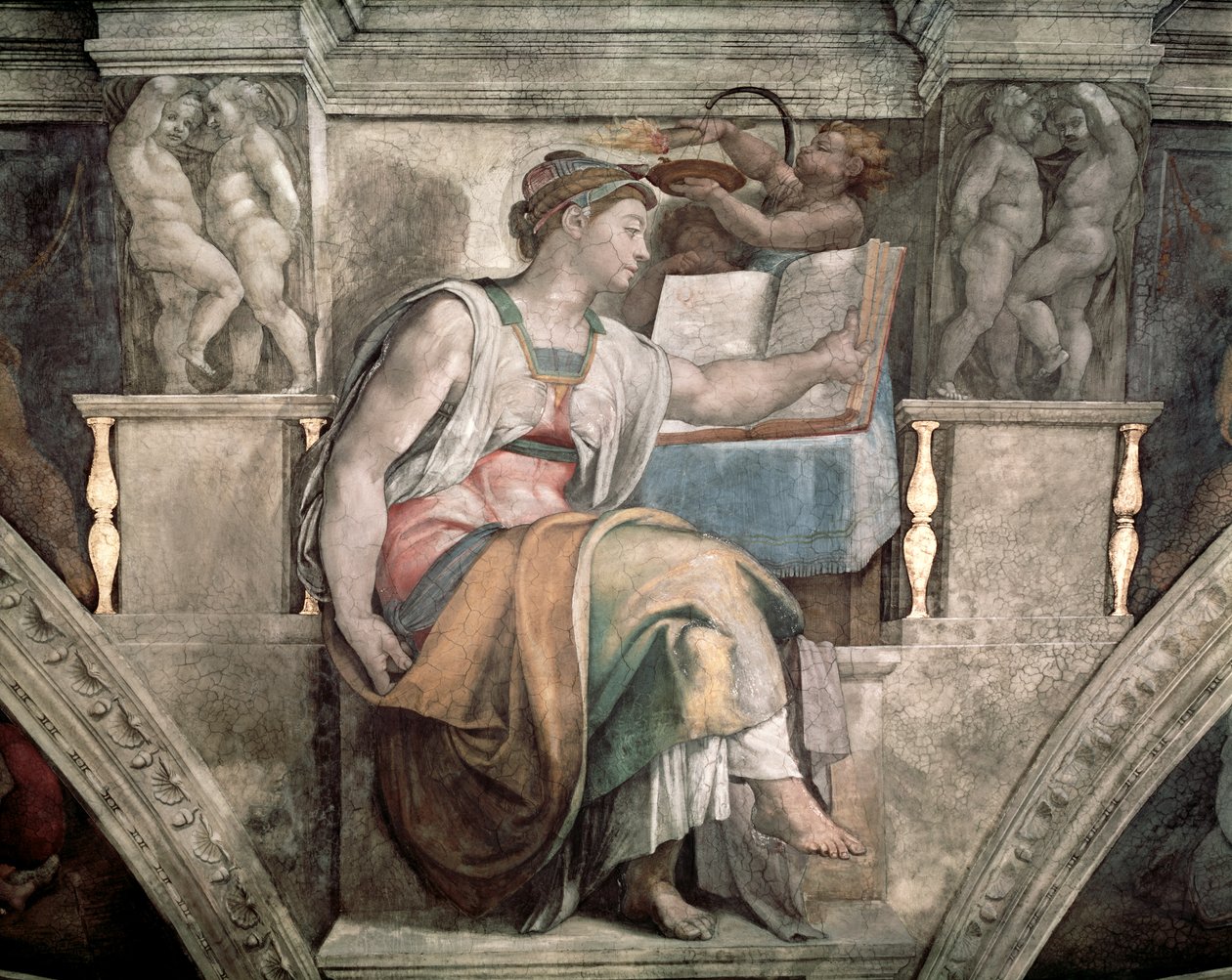 Det Sixtinske Kapel Loft: Erythraean Sibyl, 1508-12 af Michelangelo Buonarroti