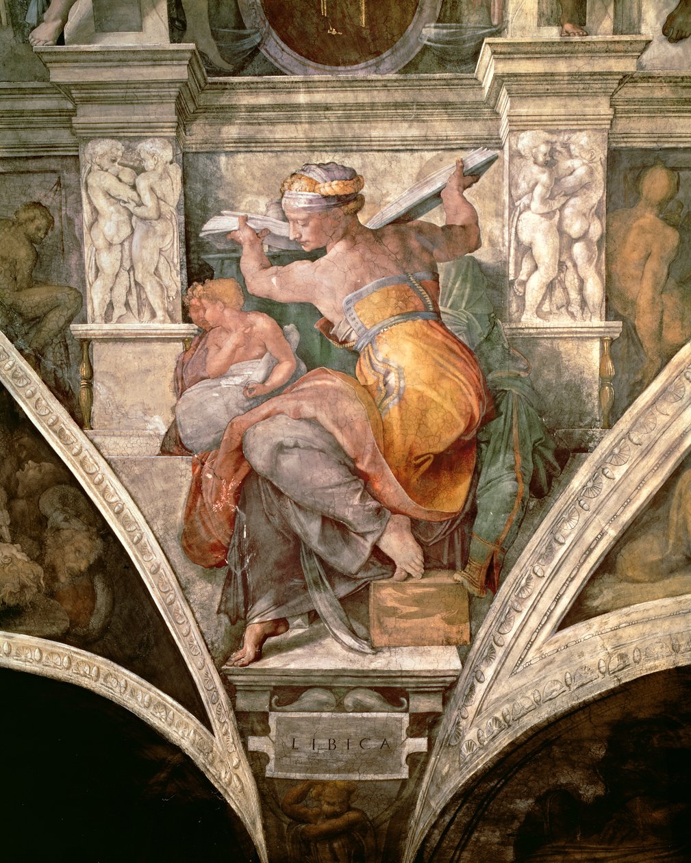 Det Sixtinske Kapel Loft: Libyan Sibyl, c.1508-10 af Michelangelo Buonarroti