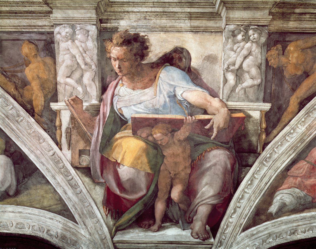 Det Sixtinske Kapel Loft: Profeten Daniel, ca. 1508-10 af Michelangelo Buonarroti