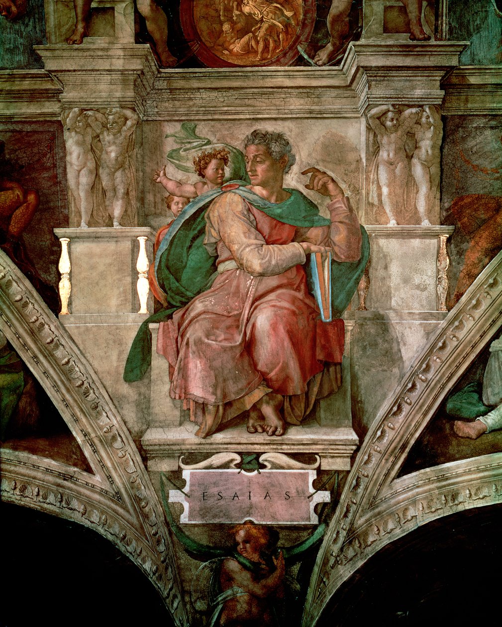 Det Sixtinske Kapel Loft: Profeten Esajas (før restaurering) af Michelangelo Buonarroti