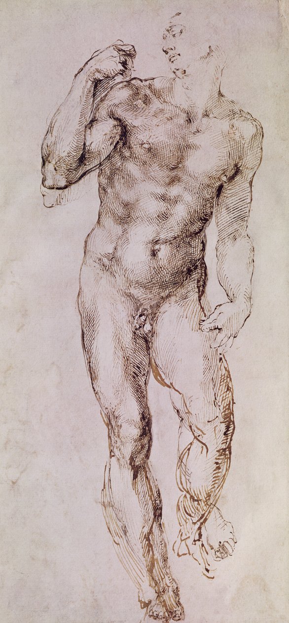 Skitse af David med sin slynge, 1503-4 af Michelangelo Buonarroti
