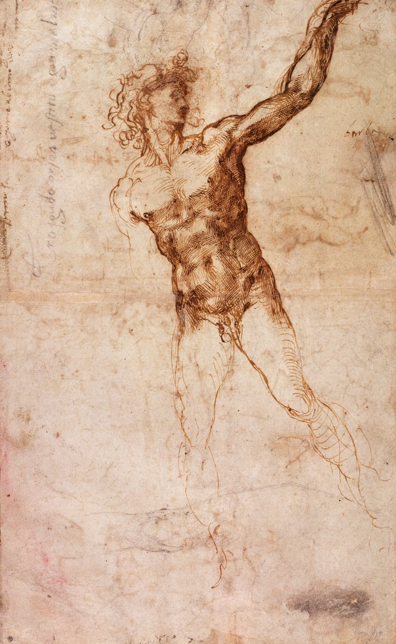 Skitse af en nøgen mand (W. 4 recto) af Michelangelo Buonarroti