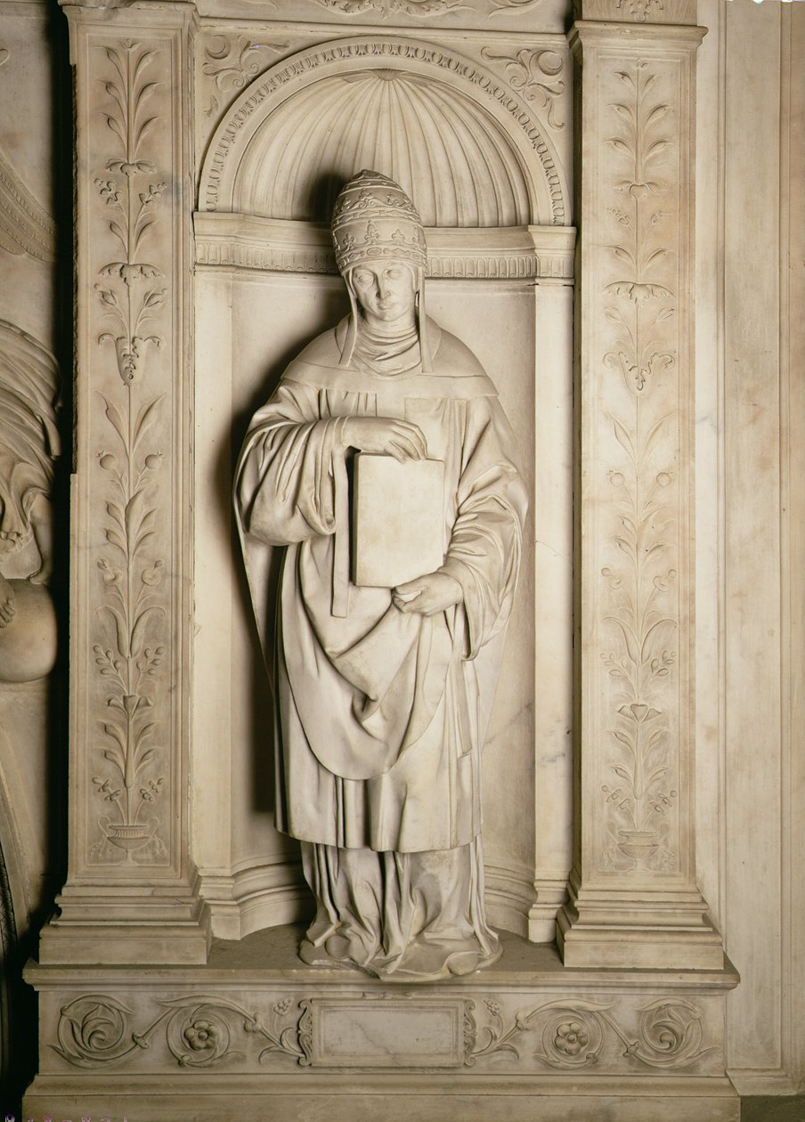 St. Gregory (ca. 540-604) fra Piccolomini-alteret, 1501-4 (marmor) af Michelangelo Buonarroti
