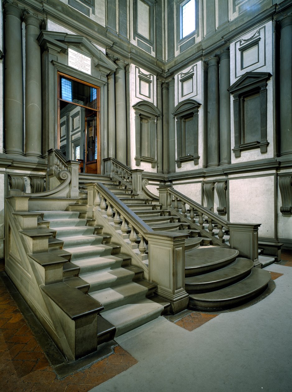 Trappe i indgangen til Laurentian Library, færdiggjort af Bartolomeo Ammannati (1511-92) 1559 af Michelangelo Buonarroti