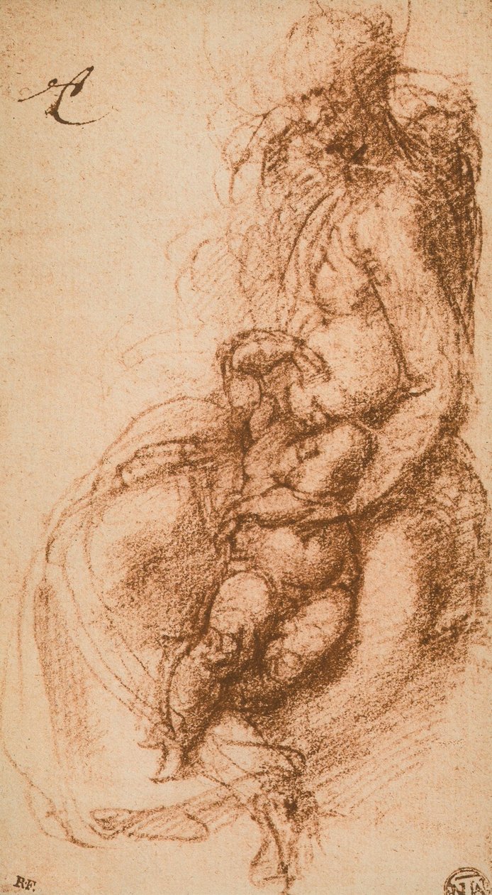 Studie for en Madonna og et barn; tegning af Michelangelo. Louvre, Paris af Michelangelo Buonarroti