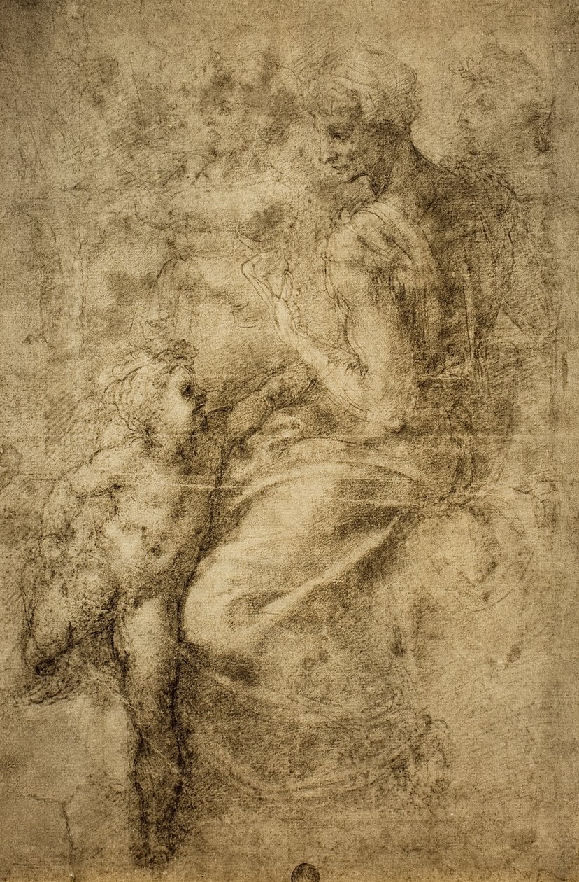 Studie til en sibylle af Det Sixtinske Kapel; tegning af Michelangelo. Gallerie dellAccademia, Venedig af Michelangelo Buonarroti