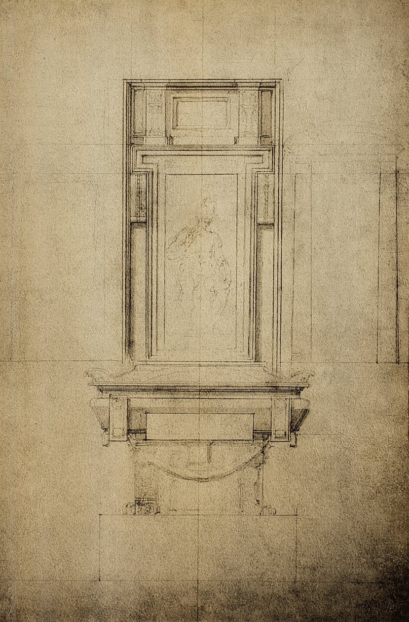 Undersøgelse for et af monumenterne i Medici-kapellet i basilikaen San Lorenzo; tegning af Michelangelo. Casa Buonarroti, Firenze af Michelangelo Buonarroti