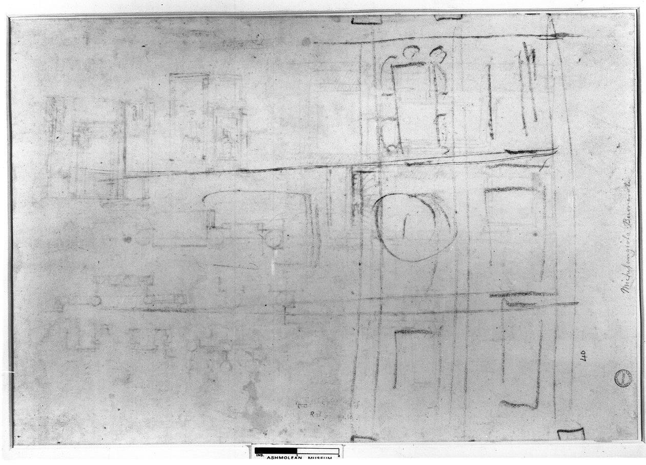 Studie til loftet på det Laurentianske bibliotek, 1524 af Michelangelo Buonarroti