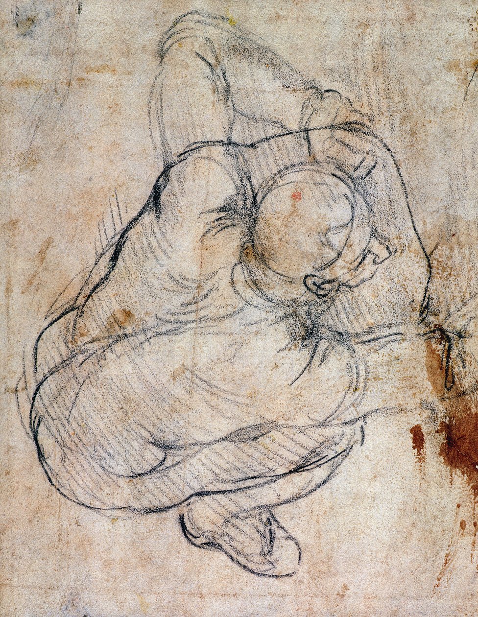 Study for the Last Judgment (sort kridt på papir) (recto) (for verso se 191772) af Michelangelo Buonarroti