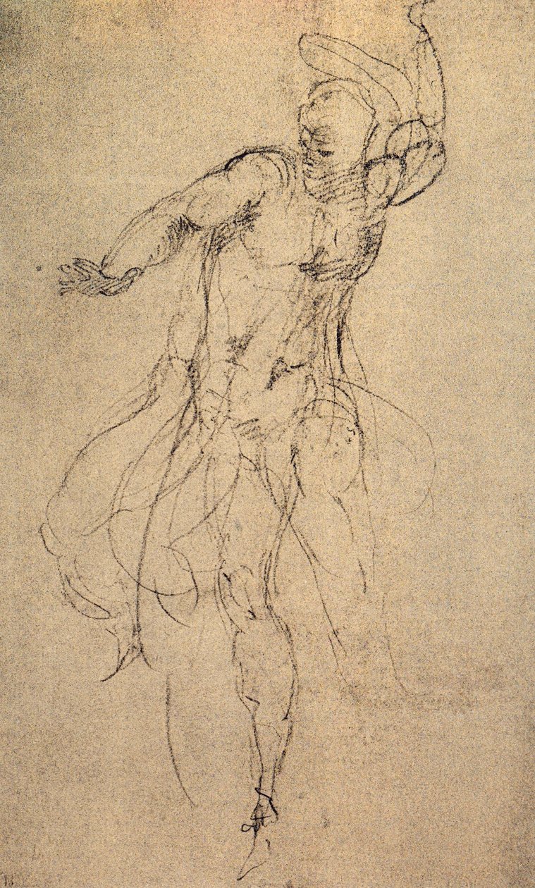 Studie til den sidste dom; tegning af Michelangelo. Casa Buonarroti, Firenze af Michelangelo Buonarroti