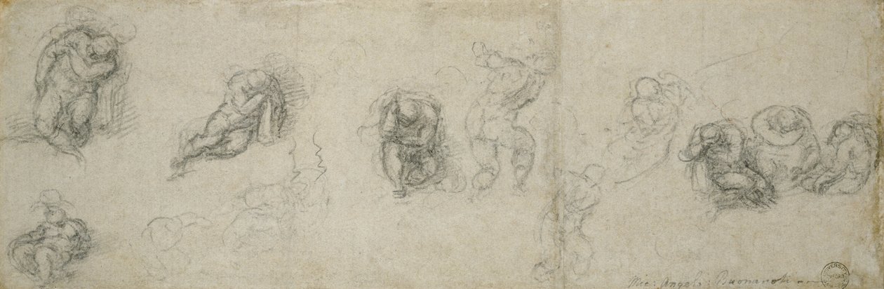 Study of Apostles, ca. 1550-55 (sort kridt på papir) af Michelangelo Buonarroti