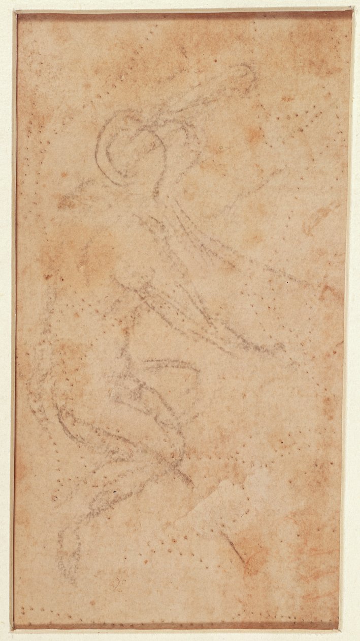 Studie af en figur med slagmærker (sort kridt på papir) (verso) af Michelangelo Buonarroti