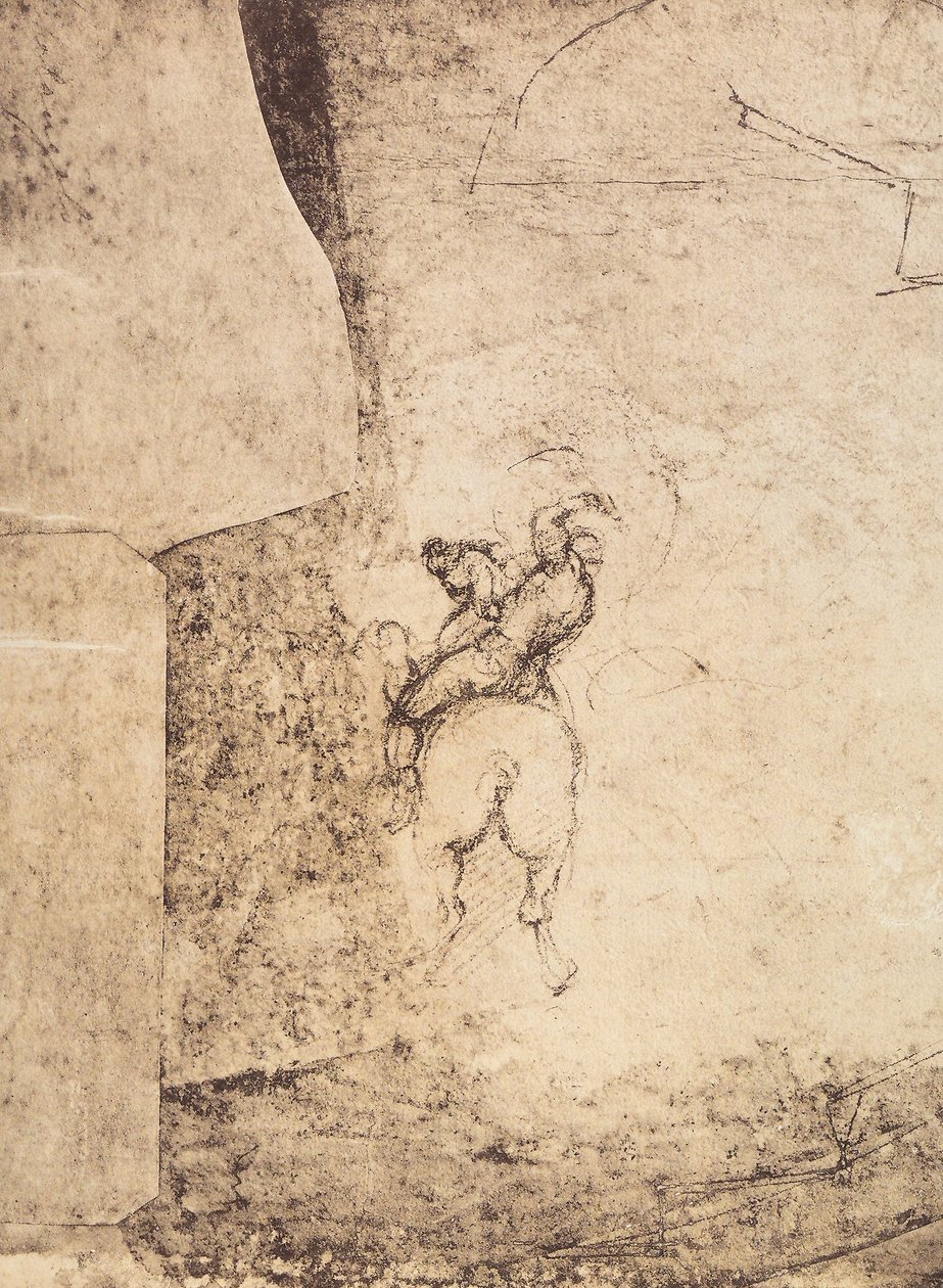 Studie af en rytter: tegning af Michelangelo, Cabinet of Drawings and Prints, Uffizi Gallery, Firenze af Michelangelo Buonarroti