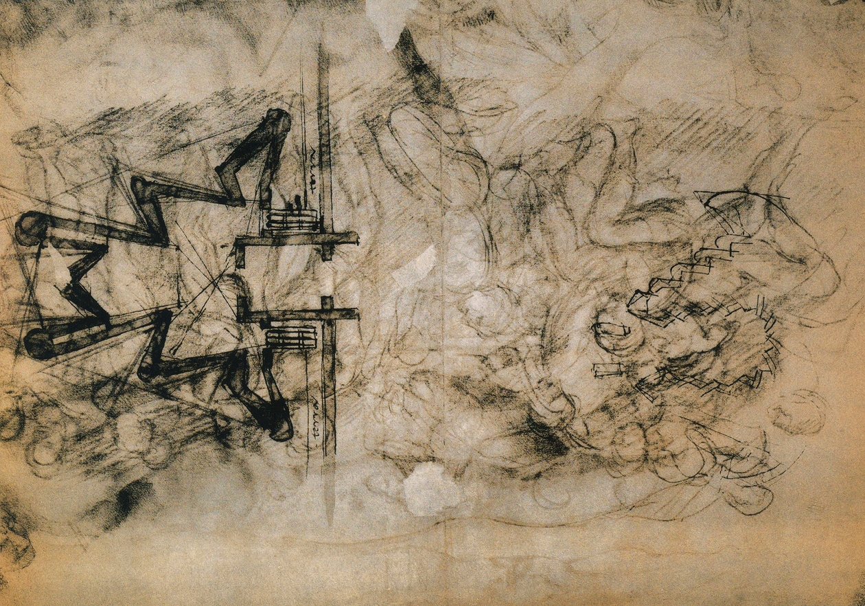 Studie af figurer og planer for befæstning af Firenze; tegning af Michelangelo. Casa Buonarroti, Firenze af Michelangelo Buonarroti