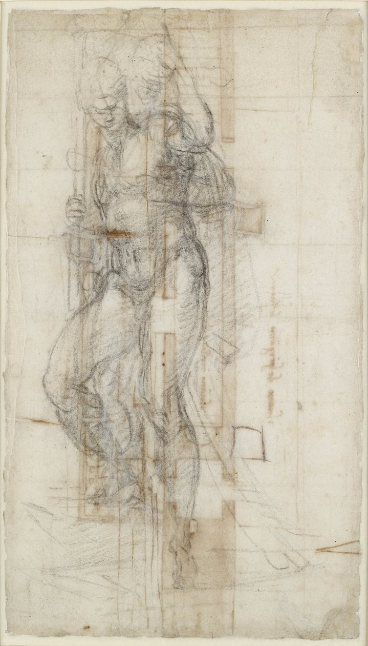 Studie af Kristi opstandelse, ca. 1532 (kridt på papir) af Michelangelo Buonarroti