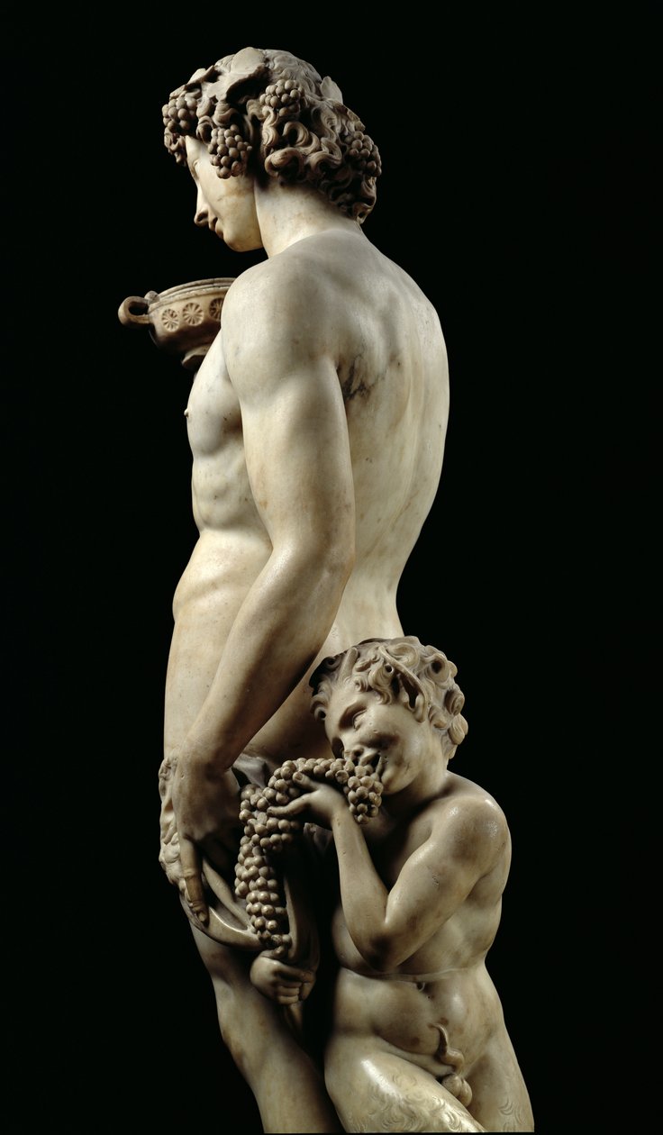 The Drunkenness of Bacchus, 1496-97 marmordetalje af 52672 af Michelangelo Buonarroti