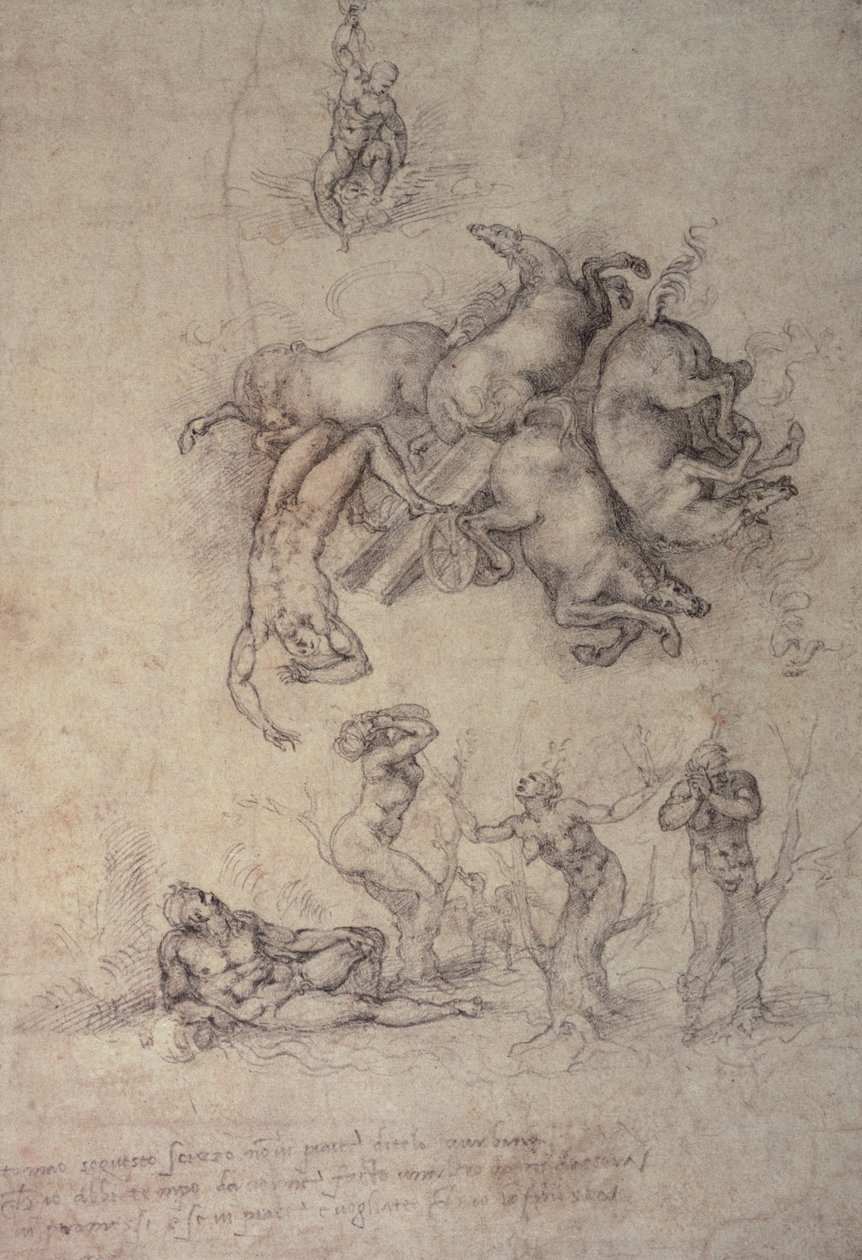 Phaethons fald, 1533 af Michelangelo Buonarroti
