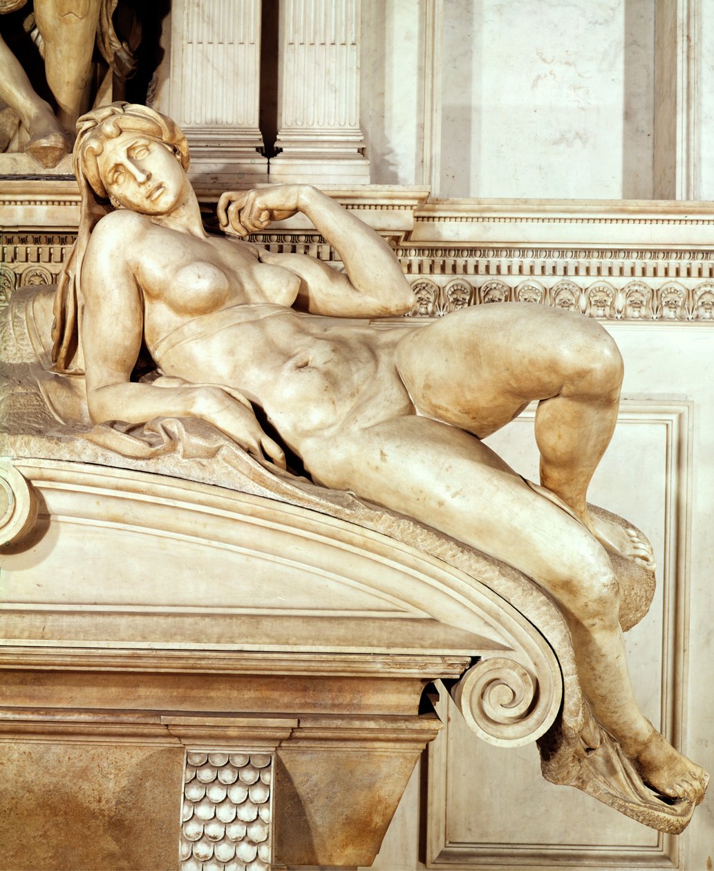 The Tomb of Lorenzo de Medici 1449-92 detail of Dawn, 1520-24 marble af Michelangelo Buonarroti