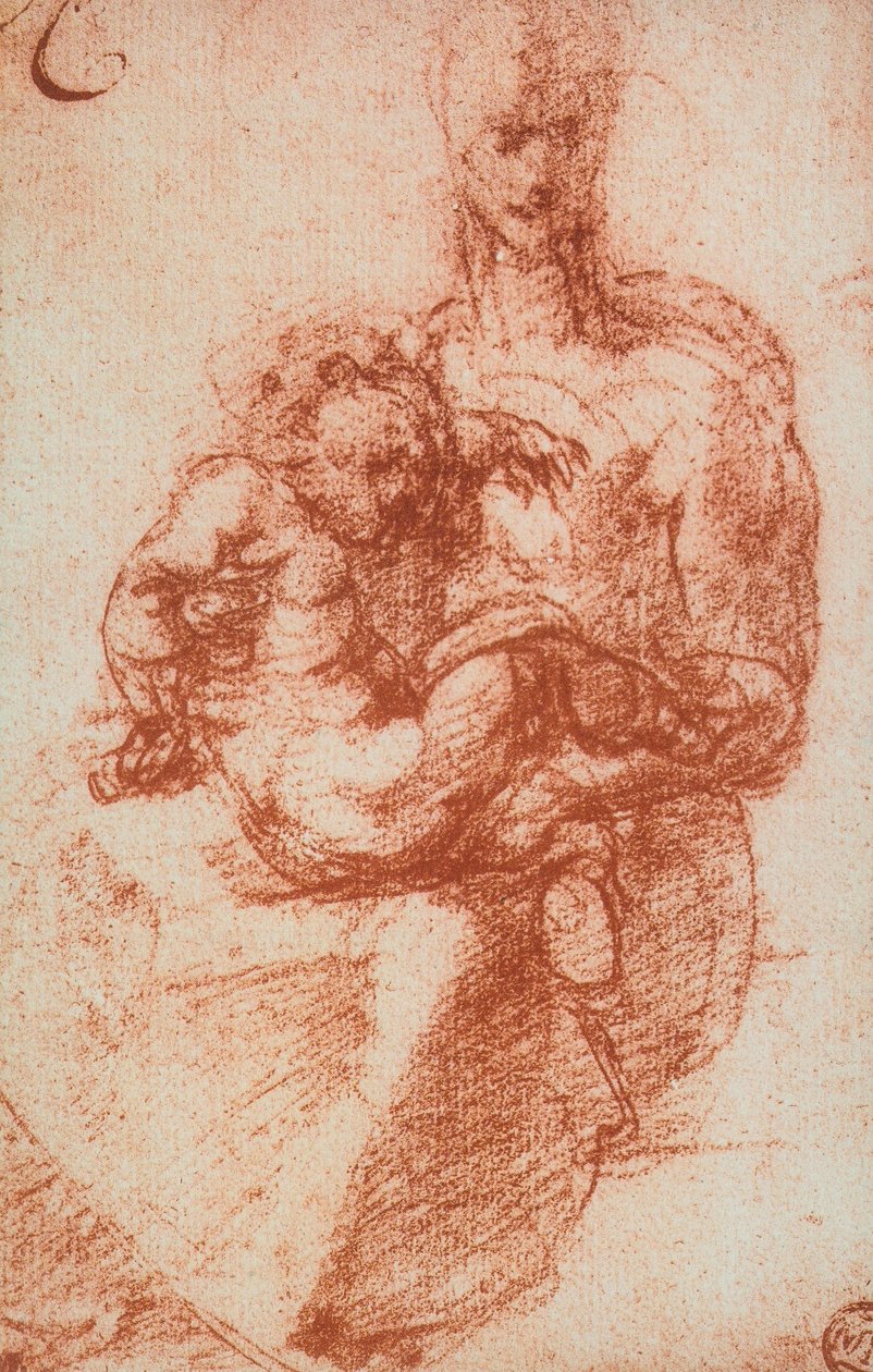 Jomfruen og Barnet; tegning af Michelangelo. Louvre, Paris af Michelangelo Buonarroti