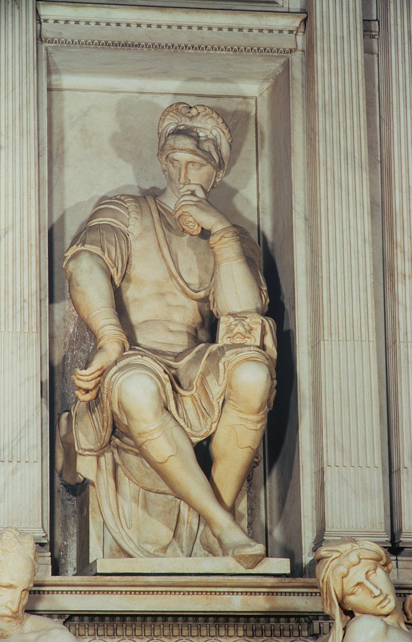 Lorenzo de Medicis grav (marmor) (detaljer) af Michelangelo Buonarroti