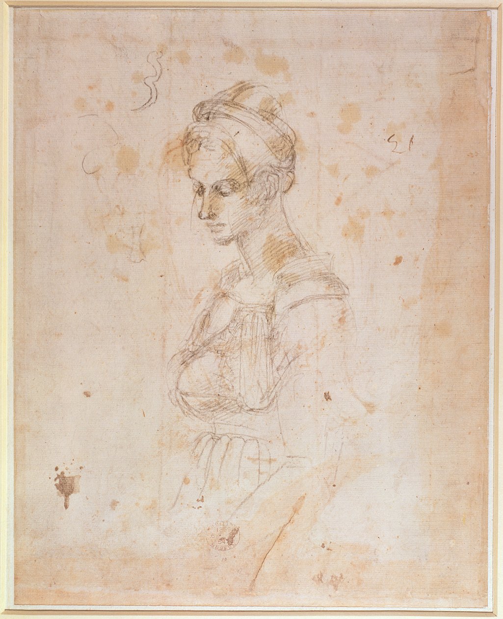 W.41 Skitse af en kvinde af Michelangelo Buonarroti