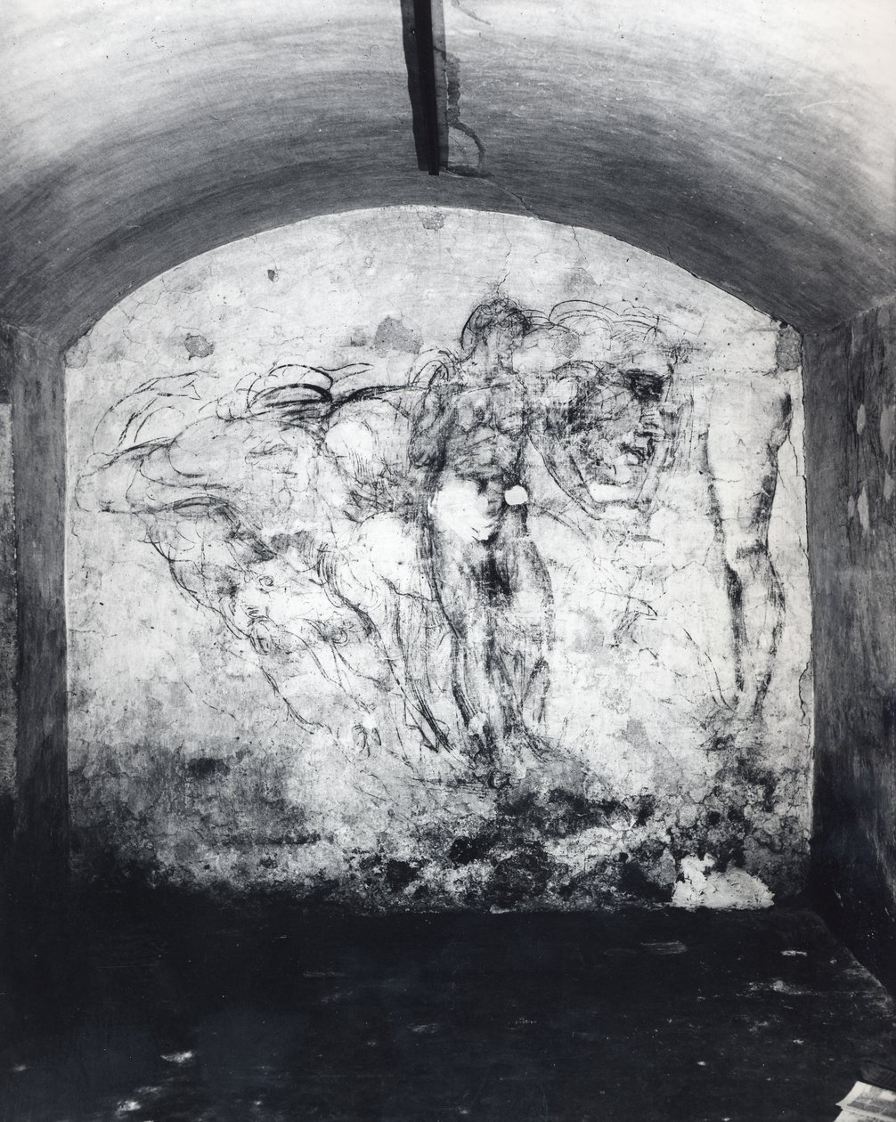 Vægtegning af figurer, ca. 1530 (kul på gips) af Michelangelo Buonarroti