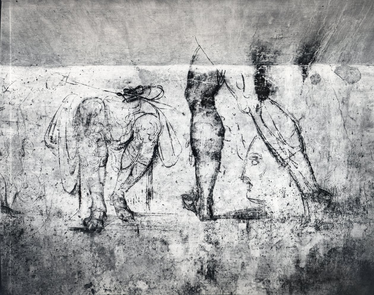 Vægtegning af ben, ca. 1530 (kul på gips) (tryk) af Michelangelo Buonarroti