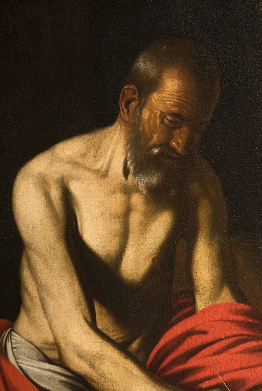 Sankt Hieronymus, detalje af 3496231, 1607 af Michelangelo Merisi Caravaggio