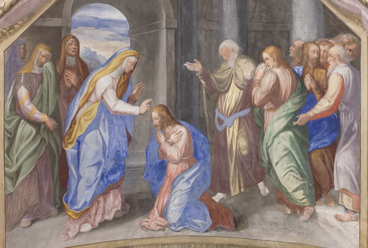 Scener fra Jomfru Marias liv, detalje på 3498750 af Michelangelo Carminati