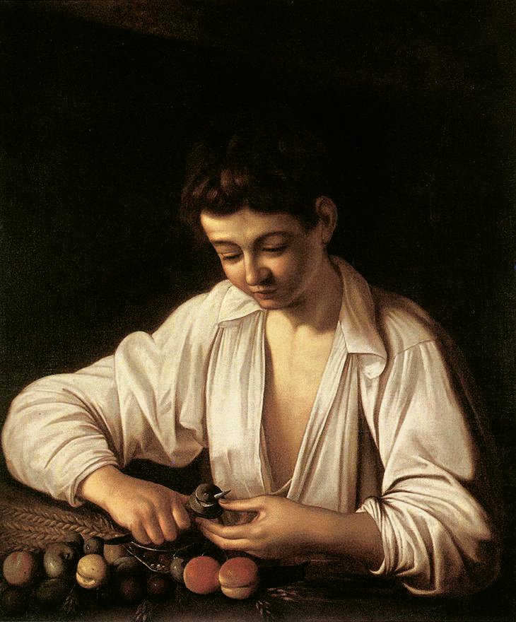 En dreng, der skræller frugt af Michelangelo Merisi Caravaggio