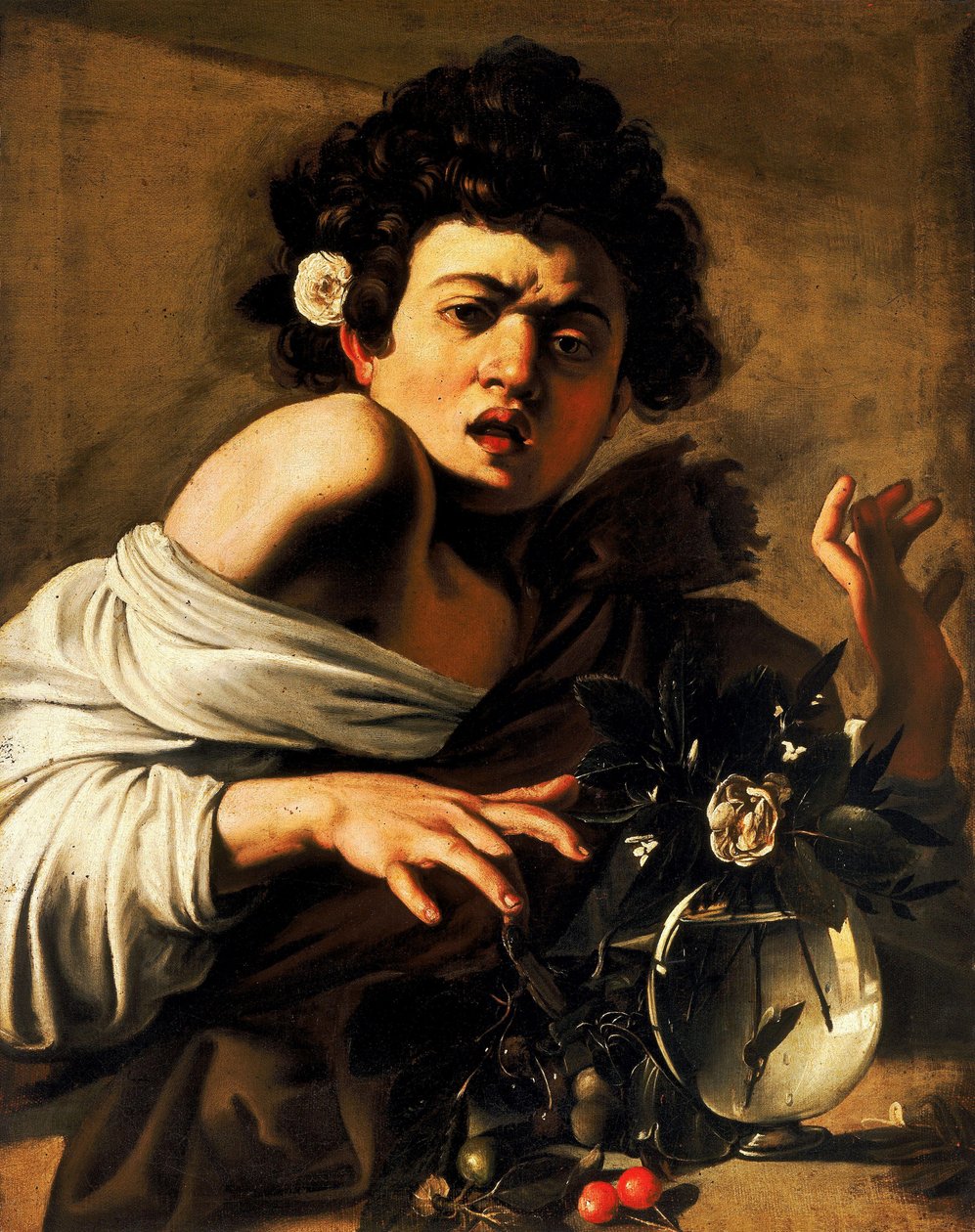 Dreng bidt af en firben af Michelangelo Merisi Caravaggio